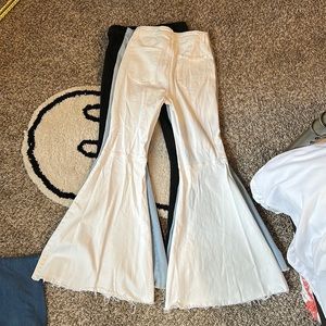 White Free People Put on flare jeans